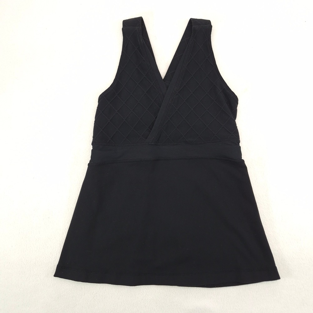 vtg Lululemon Tank Top Black Size 4 Baby Doll V-Neck Yoga Gym Athletic Y2K